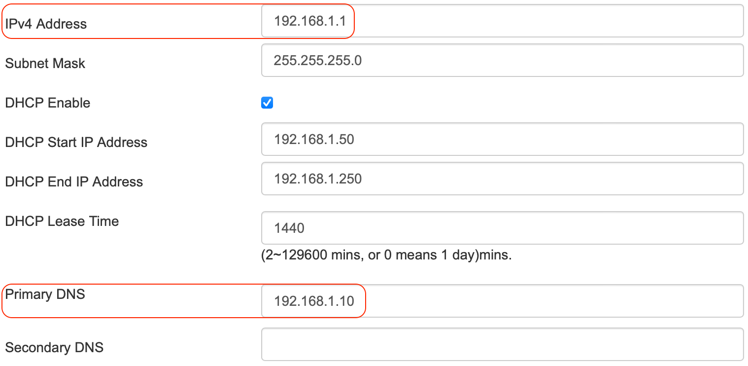 Screenshot of LAN IPV4